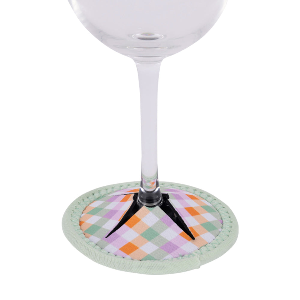 8PK Splosh Picnic Spring Check Wine Glass Coaster 9.5cm
