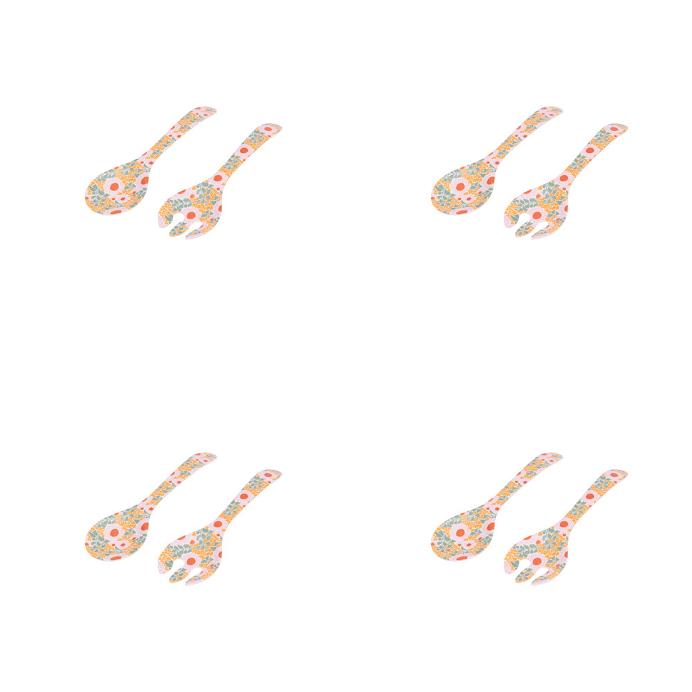 4x 2pc Splosh Picnic Spring Floral Melamine Salad Servers 33x9cm