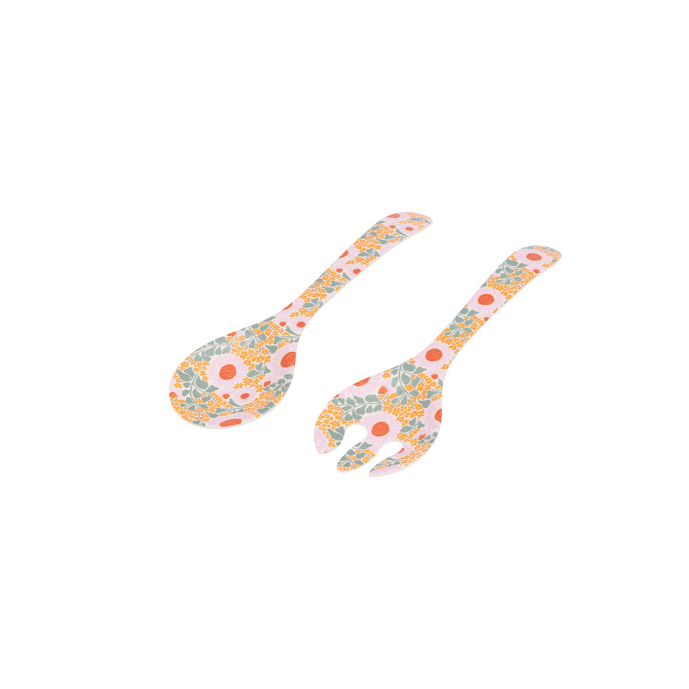 4x 2pc Splosh Picnic Spring Floral Melamine Salad Servers 33x9cm