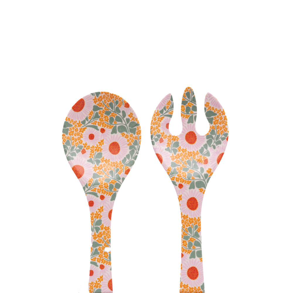4x 2pc Splosh Picnic Spring Floral Melamine Salad Servers 33x9cm