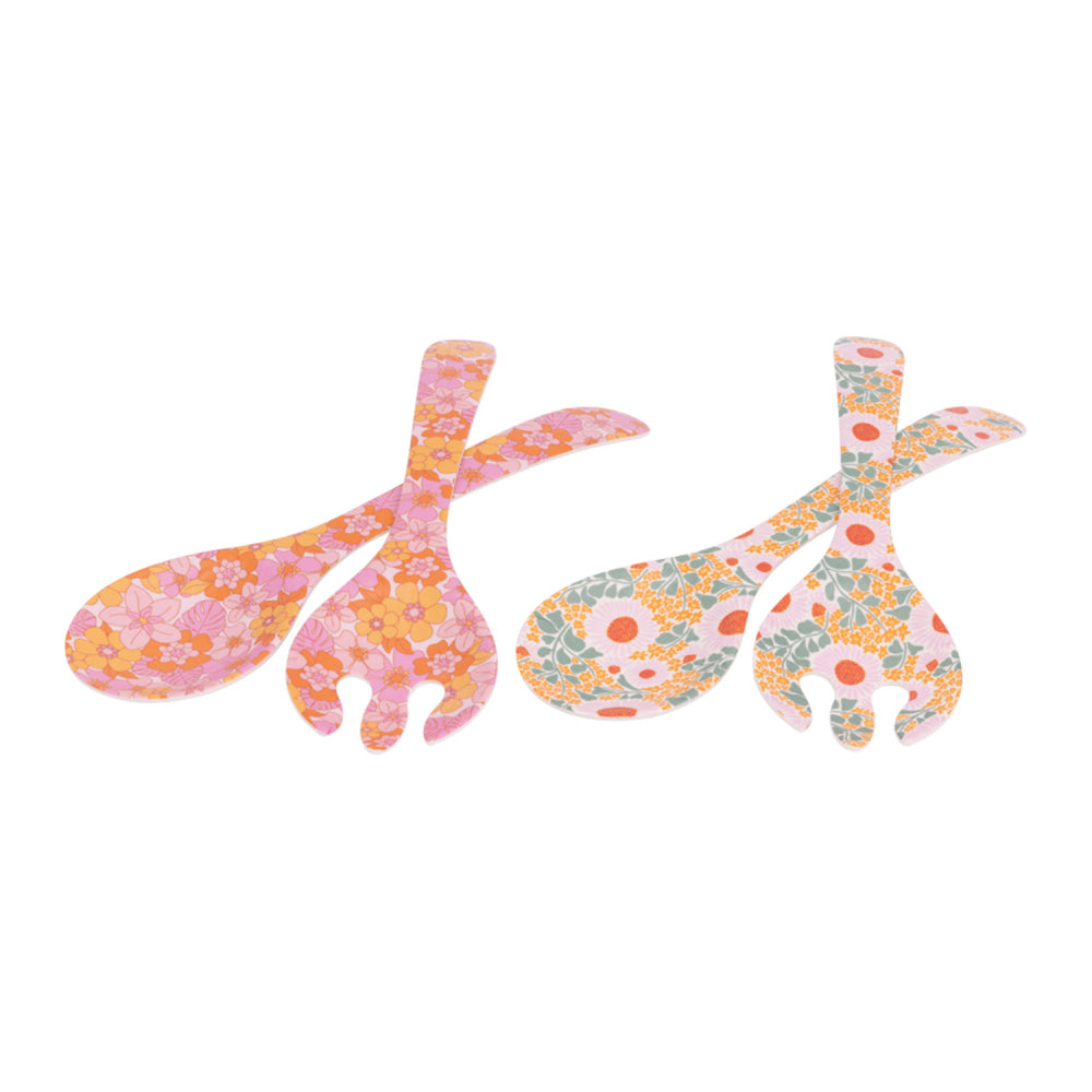 4x 2pc Splosh Picnic Spring Floral Melamine Salad Servers 33x9cm