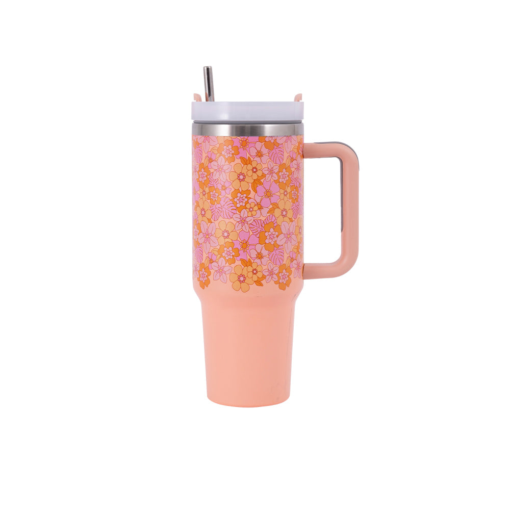 2PK Splosh Picnic Retro Floral Insulated Tumbler w/ Straw 1.2L