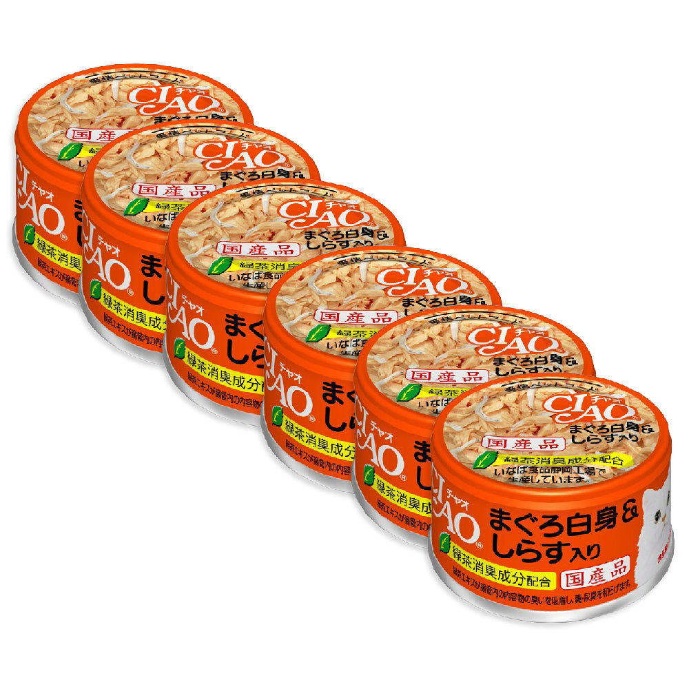 24PK Ciao Tuna White Meat & Baby Flavour Sardine Can Cat/Kitten Pet Food