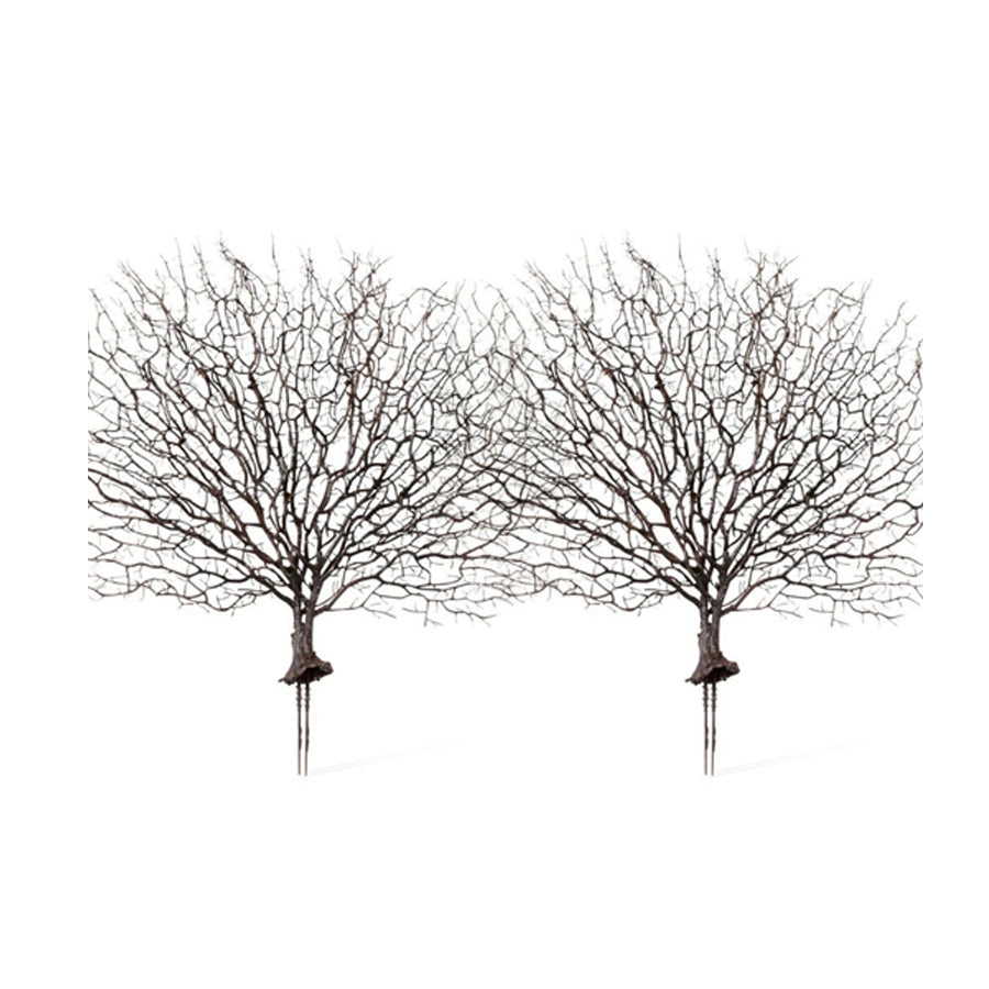 2PK E Style Artificial 48cm Plastic Coral Fan Sea Plant - Brown