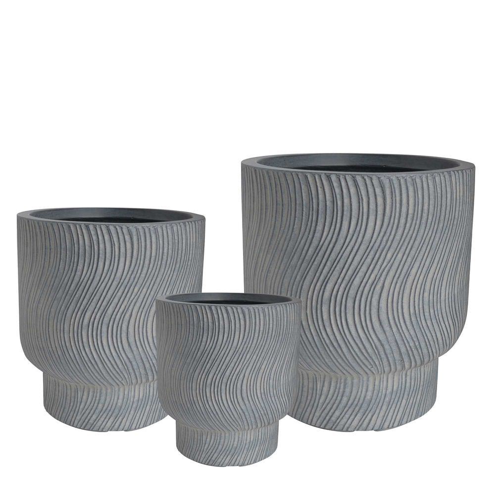 3pc Belle Aspen MGO Flower Pot/Planter Home Decor - Grey