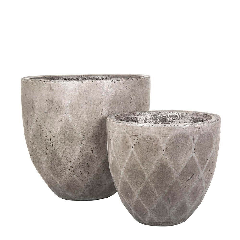 2pc Belle Verge Low Facet Flower Planter Home Decor - Grey