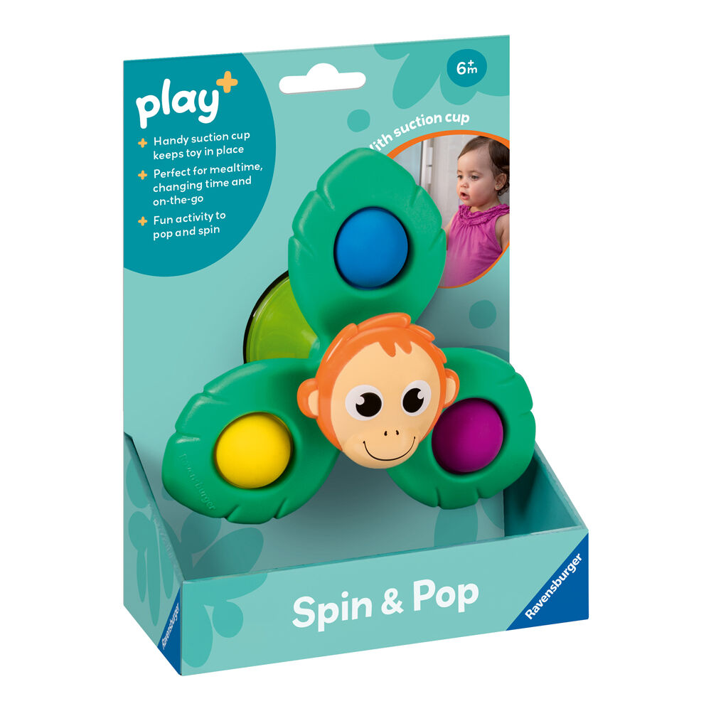2pc Play+ Spin & Pop Leopard/Monkey Kids Fidget Toy Combo Set 6m+