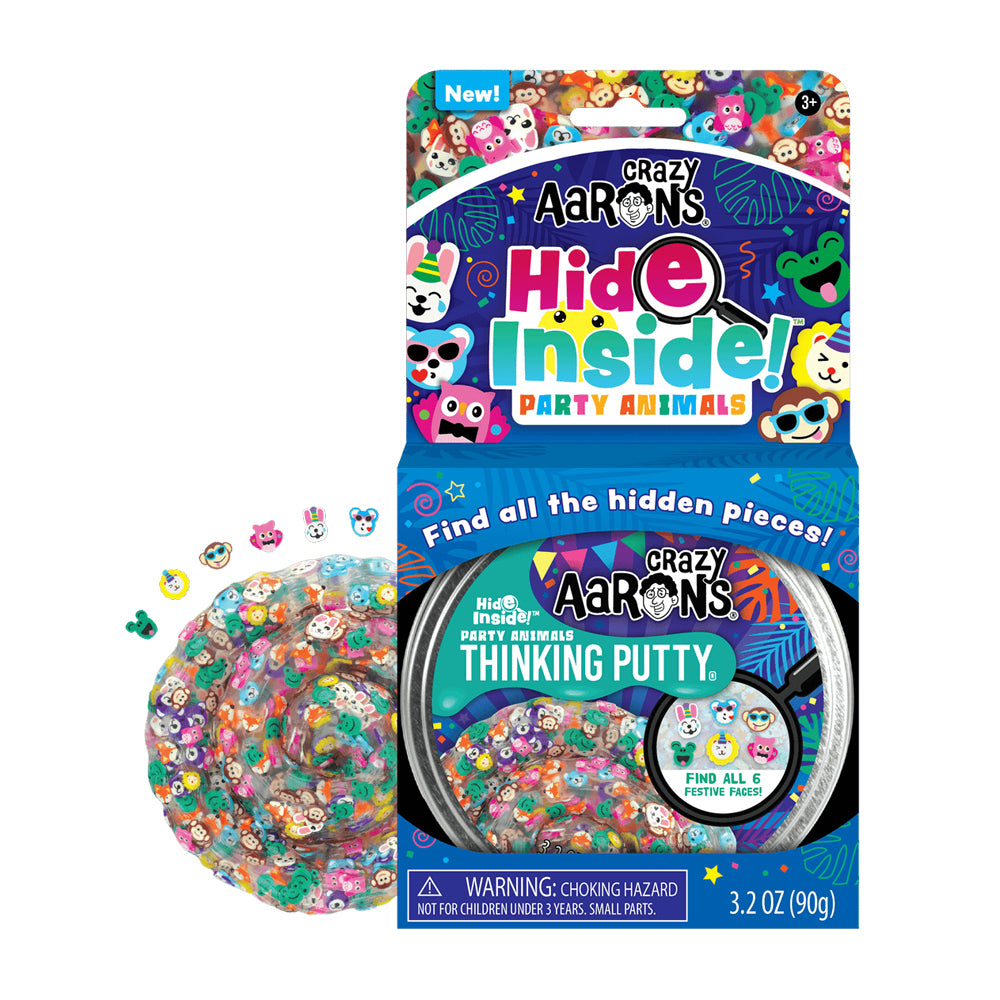 2PK Crazy Aarons Thinking Putty Party Animals Hide Inside Toy 10cm 3y+