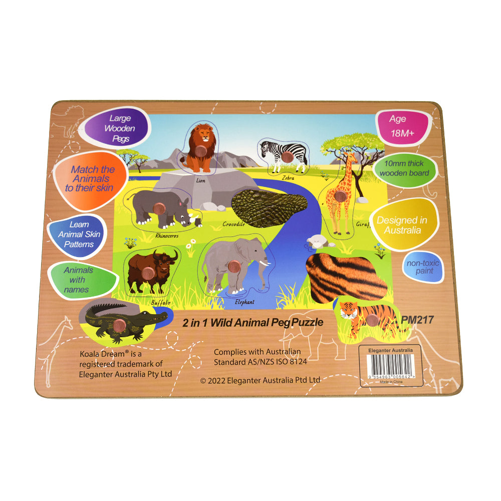 Koala Dream Aussie Wild And Farm Animal Early Learning Peg Puzzle 18m+