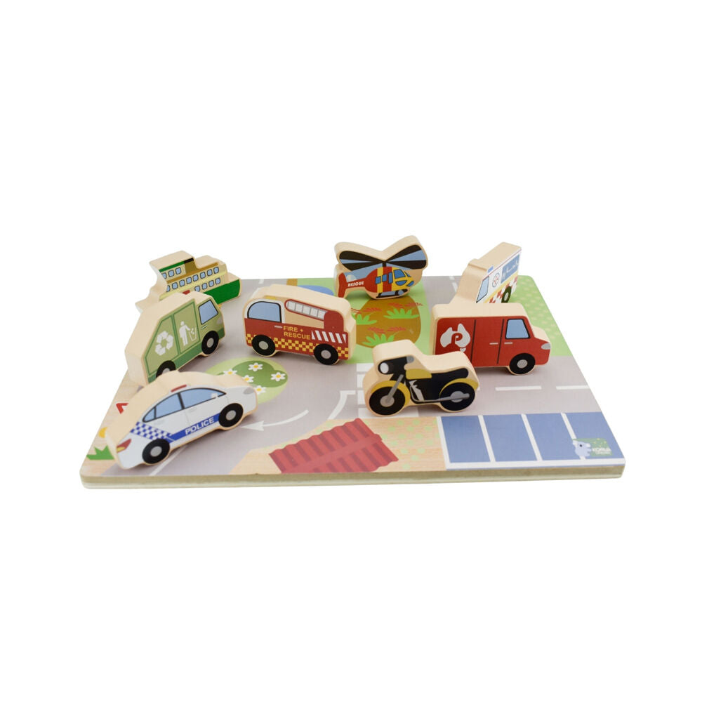 Koala Dream Wooden Chunky Aussie Transport Vehicle Kids Toy Puzzle 12m+