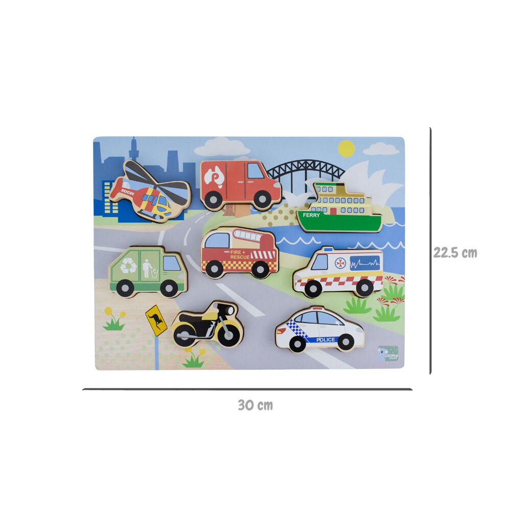 Koala Dream Wooden Chunky Aussie Transport Vehicle Kids Toy Puzzle 12m+