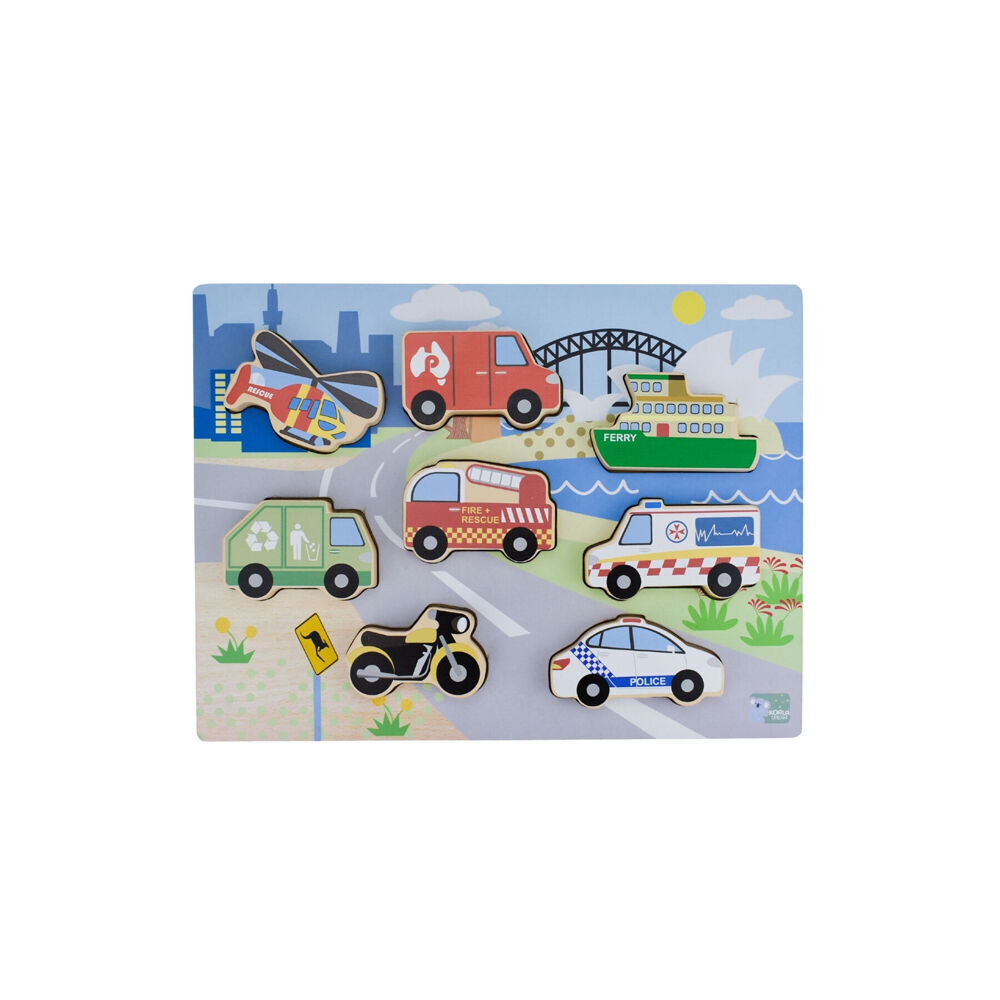 2PK Koala Dream Wooden Chunky Aussie Transport Vehicle Kids Toy Puzzle 12m+