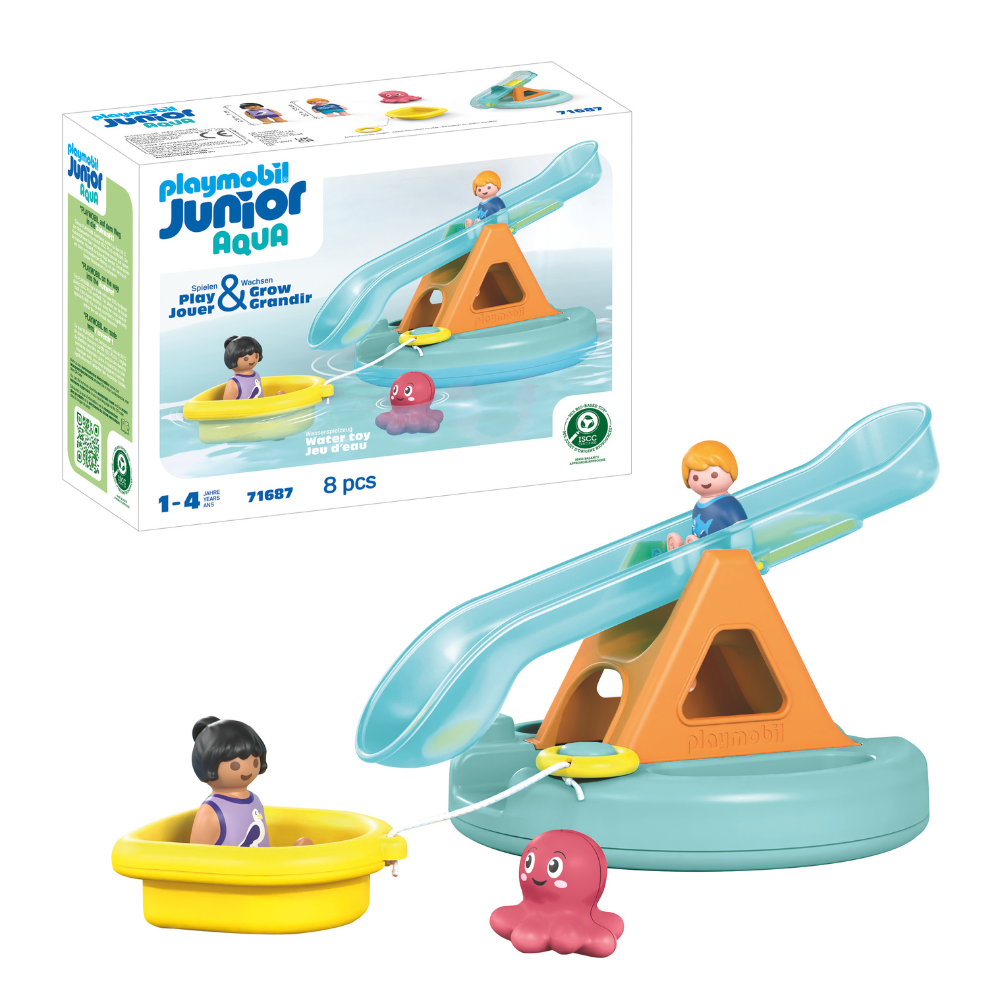 8pc Playmobil Junior Aqua Water Seesaw Boat Kids Bathtime Toy 1y+