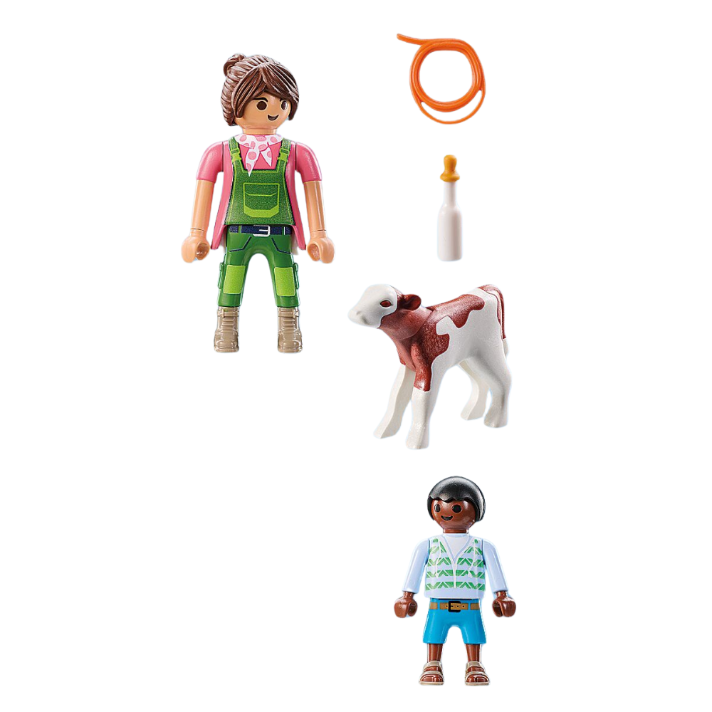 2x 5pc Playmobil 30x13cm Farmer w/ Calf Kids Action Figure Toy 4y+