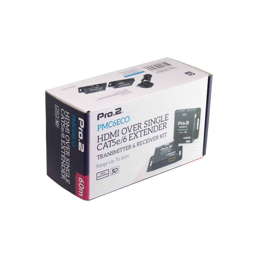 Pro2 HDMI Over Single Cat6 Extender 60m POC Full HD 1080p 3D Support