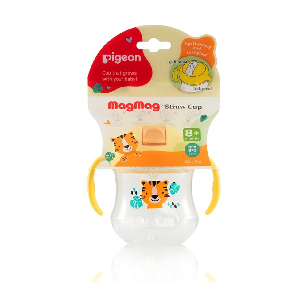 Pigeon Magmag Silicone Straw Baby Cup Yellow Easy Grip 200ml 8m+