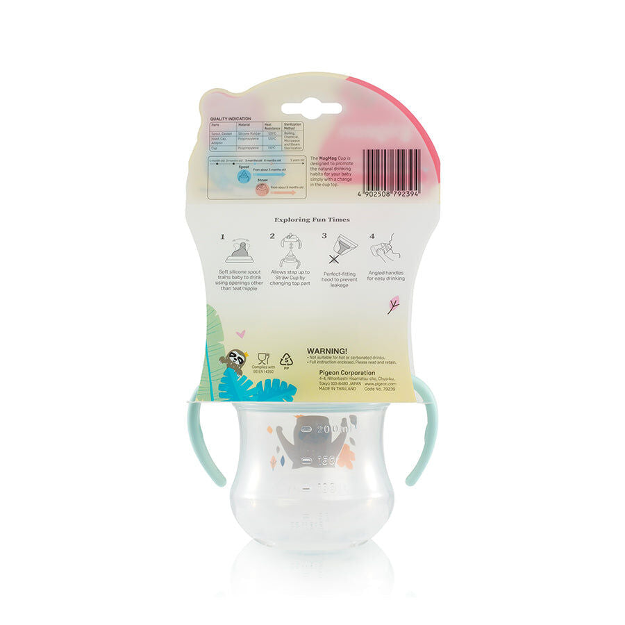 2PK Pigeon Magmag Spout Cup Baby Bottle Spill Proof Turquoise 5m+