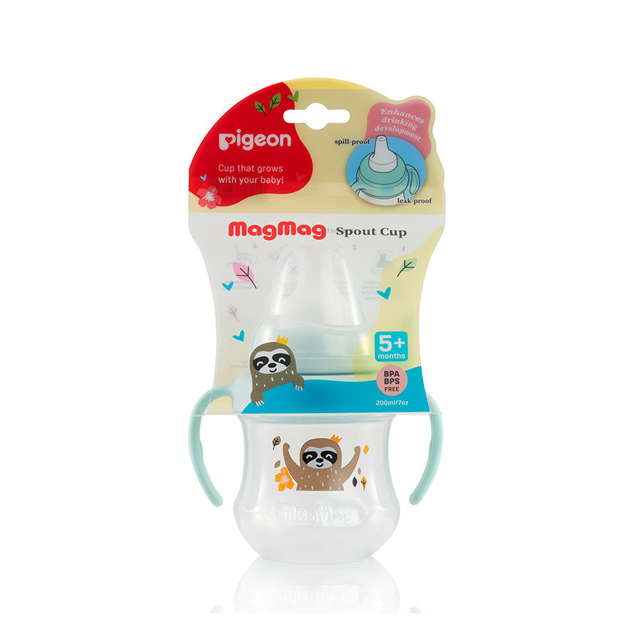 2PK Pigeon Magmag Spout Cup Baby Bottle Spill Proof Turquoise 5m+
