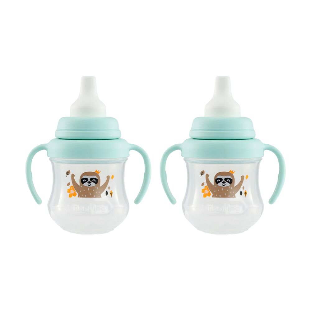 2PK Pigeon Magmag Spout Cup Baby Bottle Spill Proof Turquoise 5m+