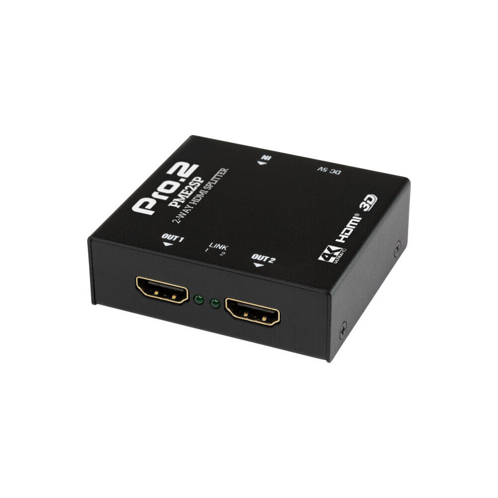 Pro2 2Way HDMI Splitter 1 In 2 Out 4K 30Hz 5V 1A DC Power Supply
