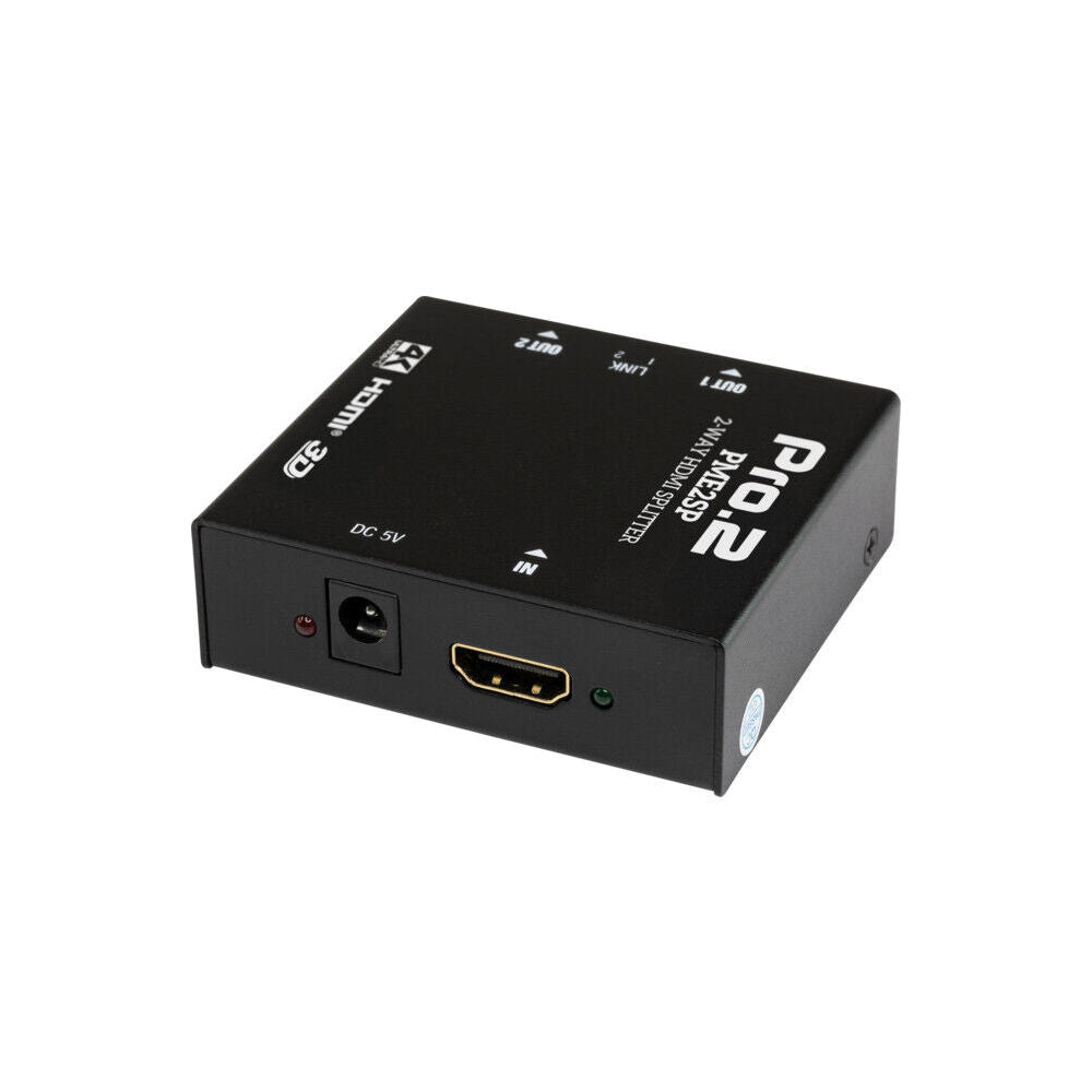 Pro2 2Way HDMI Splitter 1 In 2 Out 4K 30Hz 5V 1A DC Power Supply