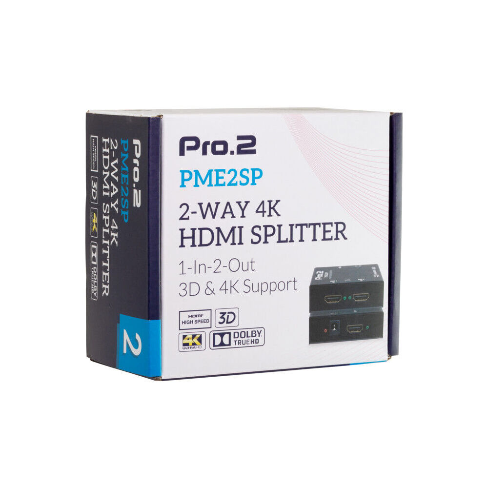 Pro2 2Way HDMI Splitter 1 In 2 Out 4K 30Hz 5V 1A DC Power Supply