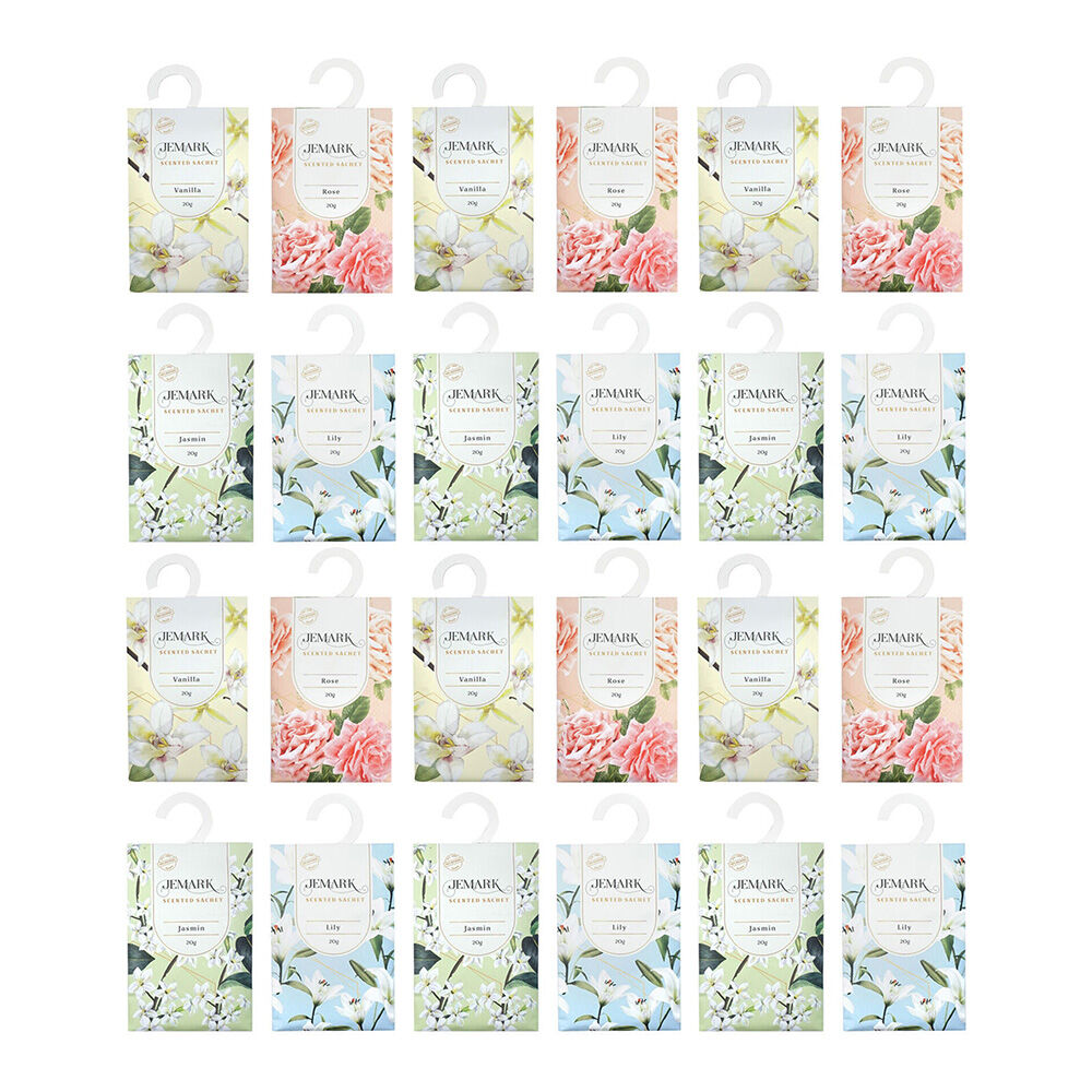 24PK Jemark Fragrance Sachet 20g Assorted Lily/Rose/Jasmine/Vanilla