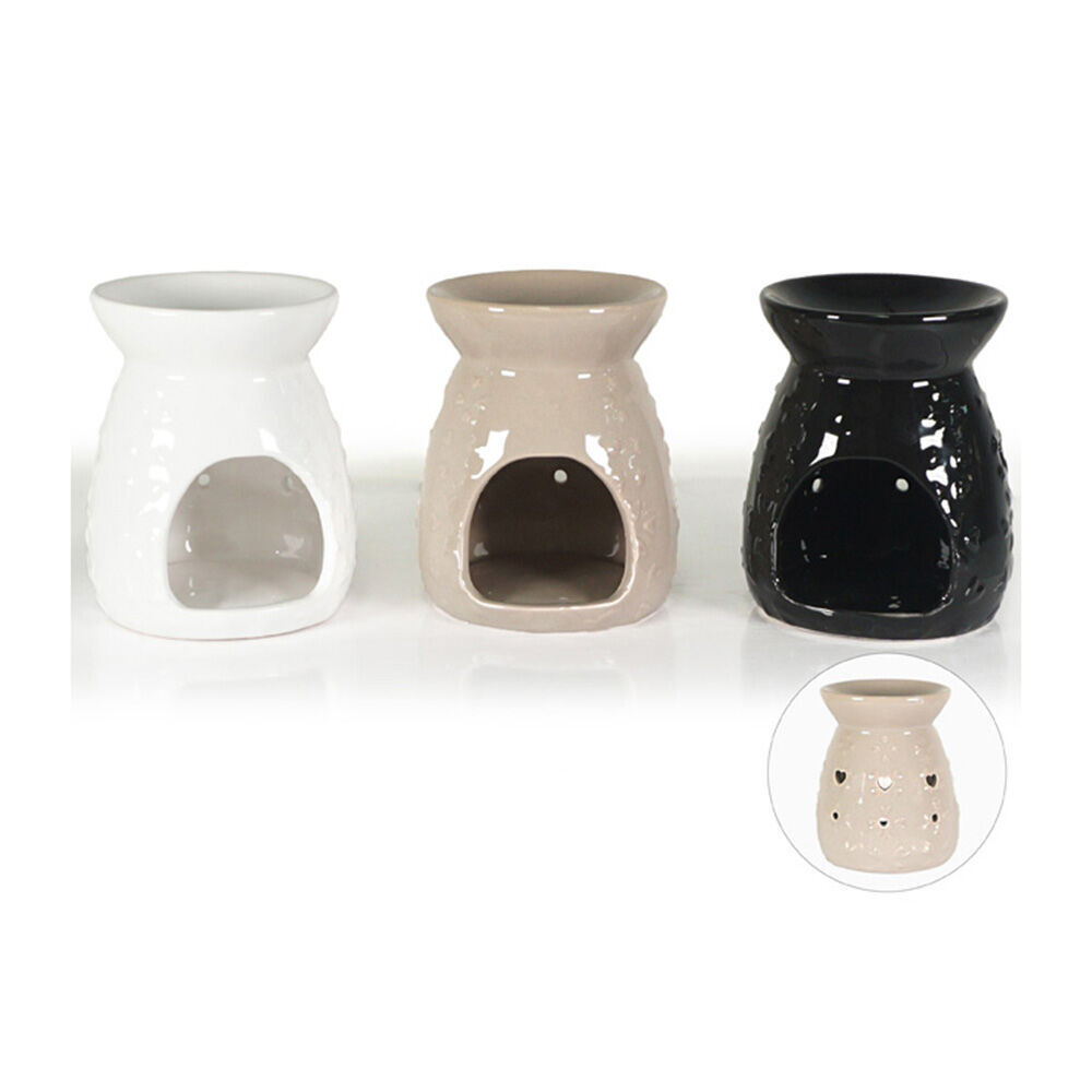 4PK Jemark 11cm Oil Burner - Embossed Assorted Grey/Black/White