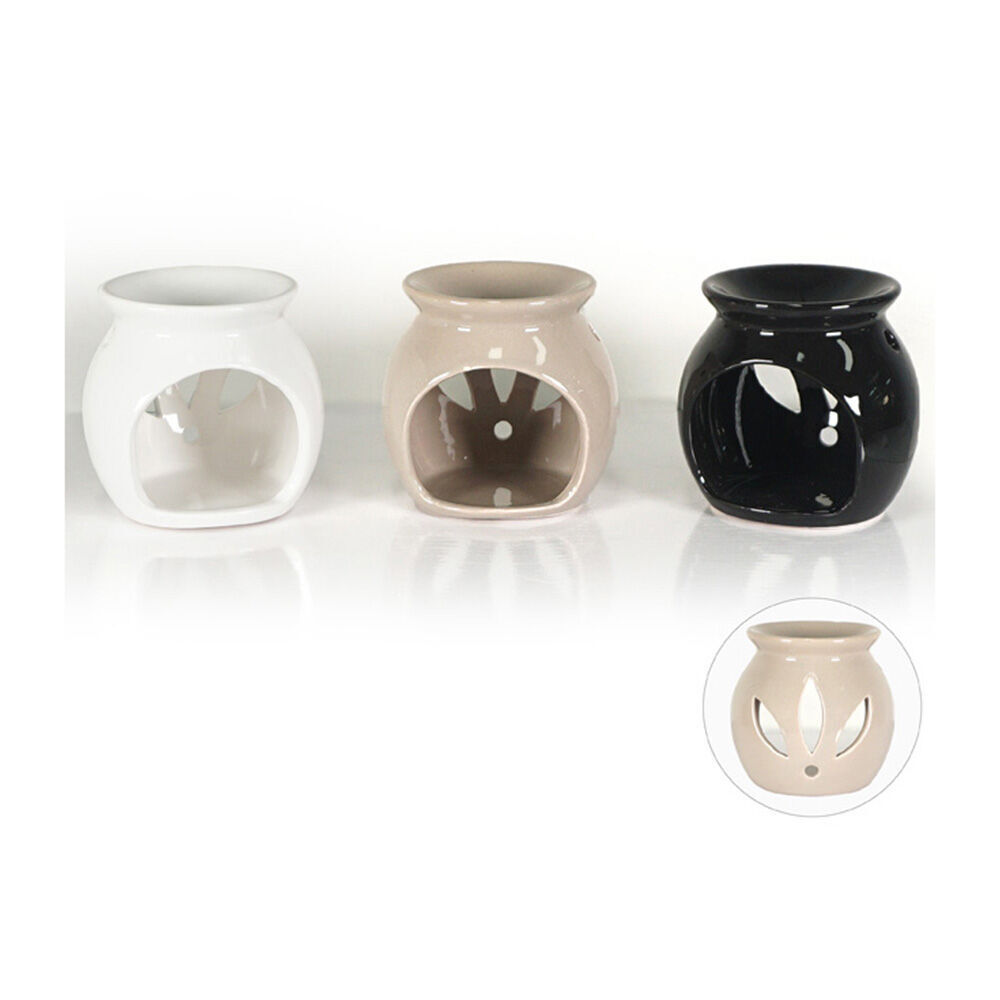 4PK Jemark 9cm Oil Burner Gloss Finish Assorted Grey/Black/White