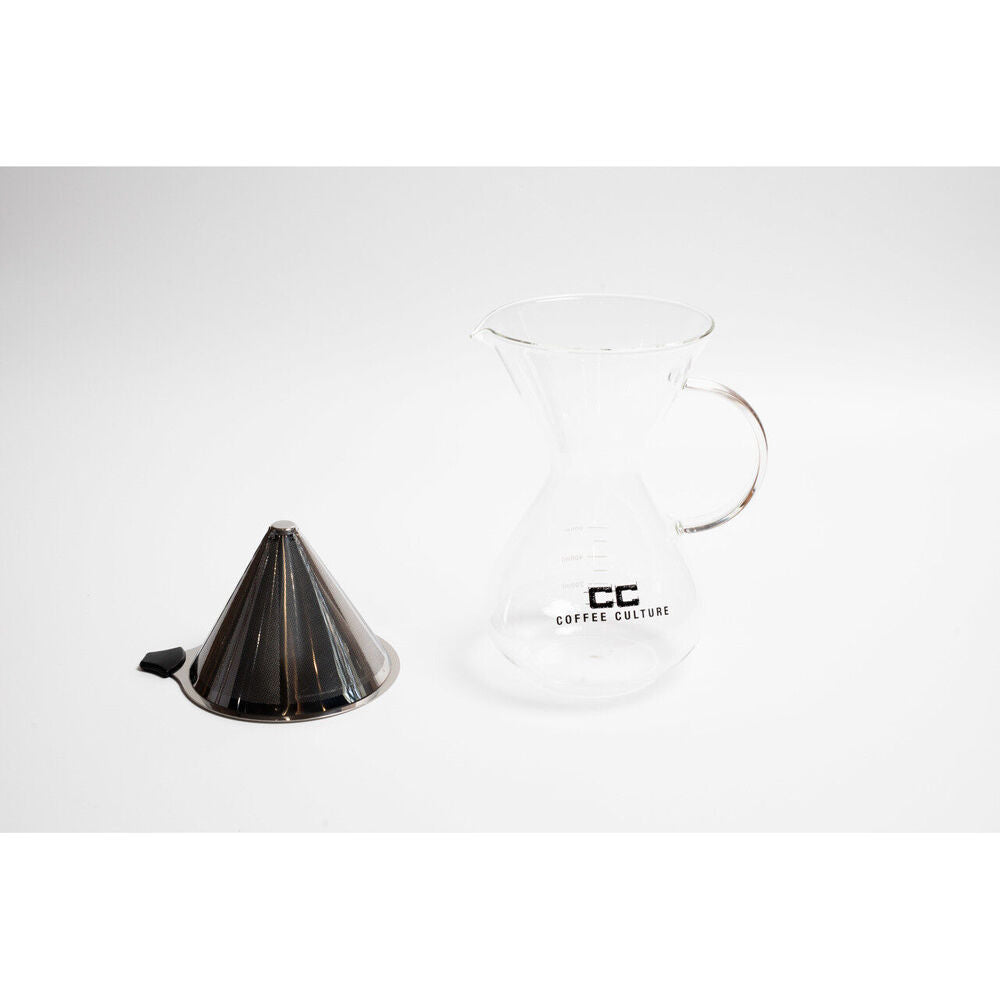 Coffee Culture Pour Over 600ml Glass Coffee Drip Jug w/ Filter Clear