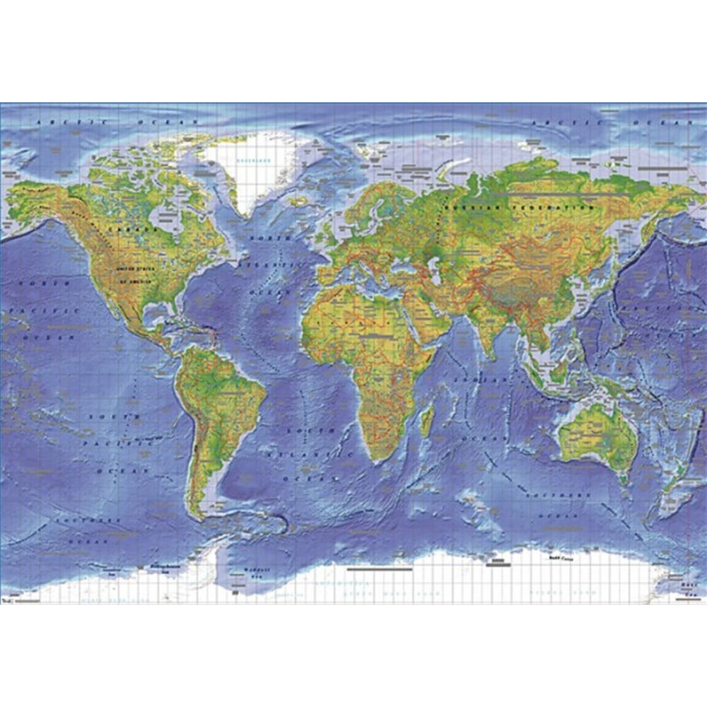 Impact Merch World Map Terrain Poster Wall Decor 91x61cm