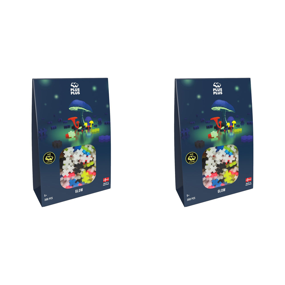 2x 300pc Plus Plus 12x18cm Glow Mix Educational 3D Puzzle 5y+
