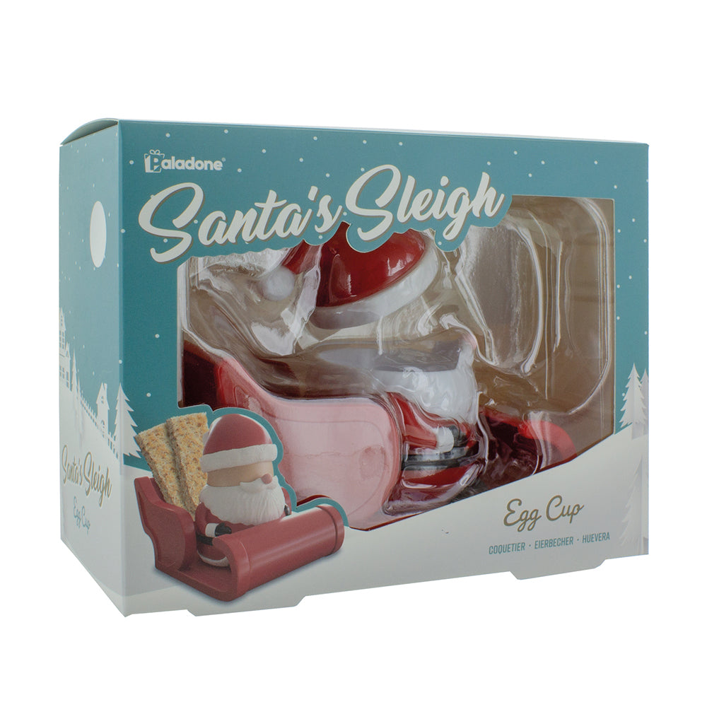 Paladone 12cm Christmas Festive Santa Egg Cup & Sleigh Home/Kitchen Decor