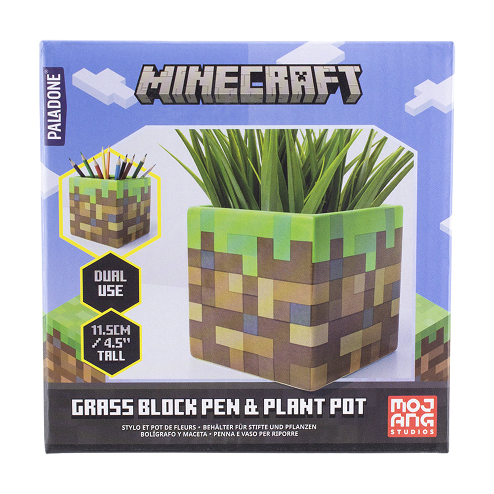 Paladone 11cm Minecraft Grass Ceramic Block Pen & Plant Pot