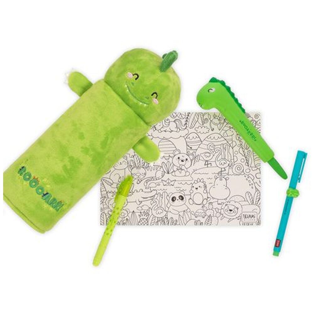 Legami Plush Pencil Case Dino Theme Super Soft w/Zip Kids Stationery 3y+