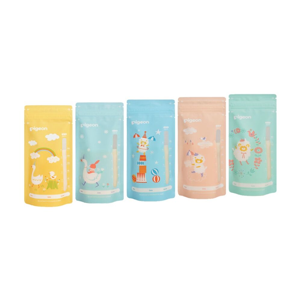 25pc Pigeon Breastmilk Storage Bags Animals 180ml Secure Seal