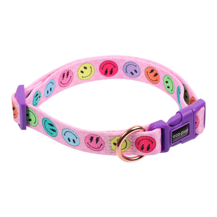 3PK Eco-Pup Dog Collar Smiley Pattern Pet Dress Up