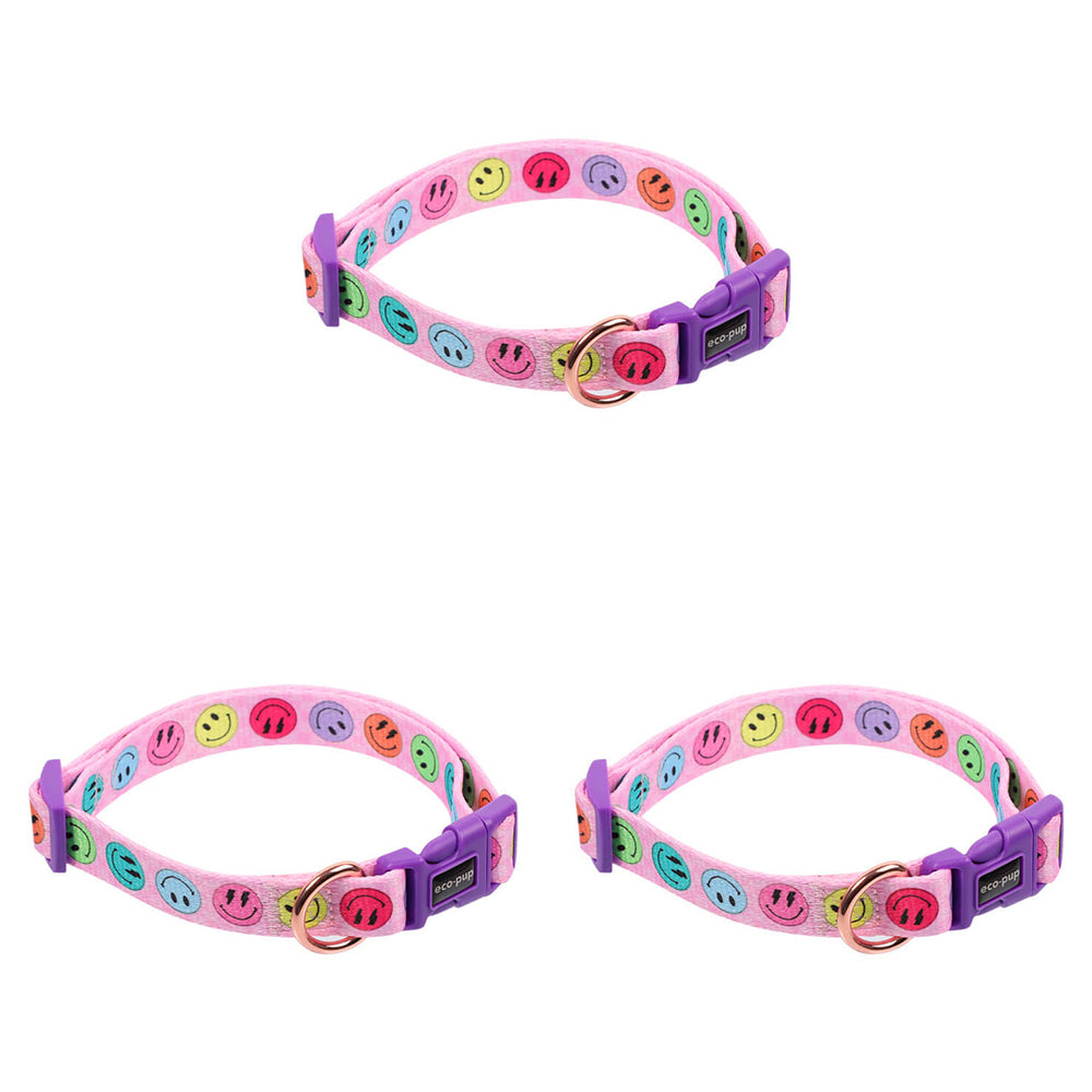 3PK Eco-Pup Dog Collar Smiley Pattern Pet Dress Up