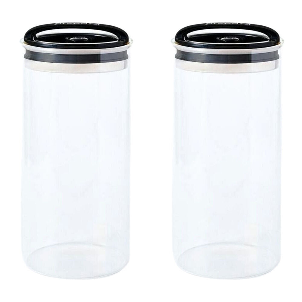 2PK Prepara Evak 2.2L Airtight Food Storage Container w/ Handle XL Black