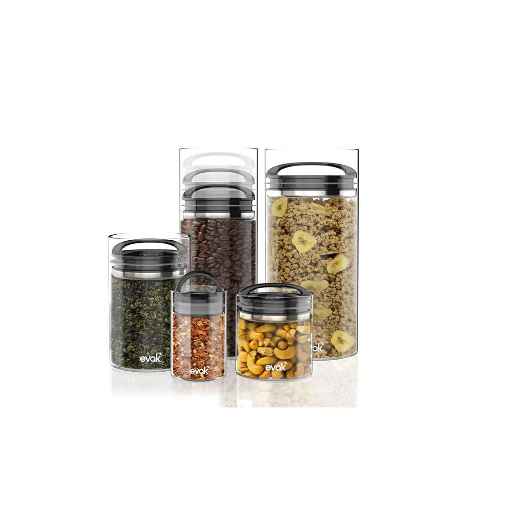 2PK Prepara Evak 2.2L Airtight Food Storage Container w/ Handle XL Black