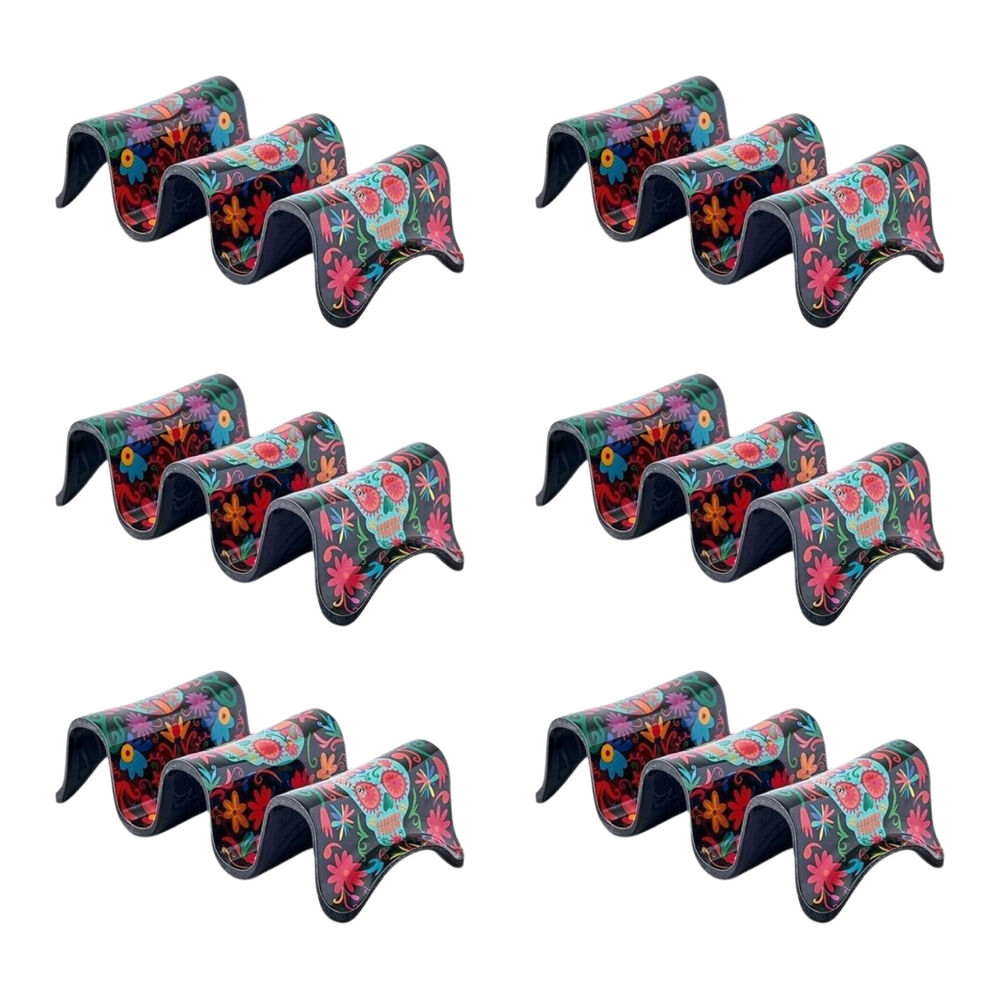 6PK Prepara Melamine Multiple Tortilla Taco Holder Stand Day of the Dead Ed 18cm