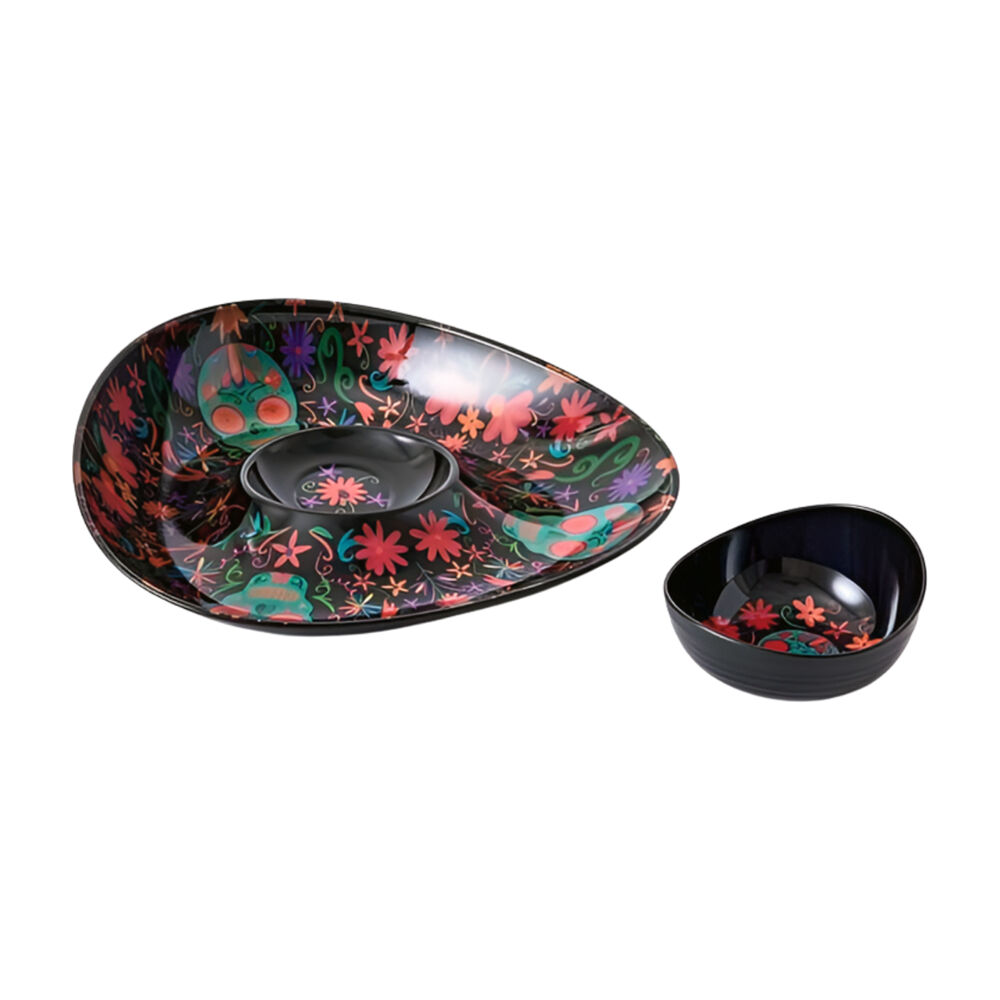 Prepara Chip N Dip Snack Serving Dish Bowl Platter Tray Day of the Dead Ed 37cm