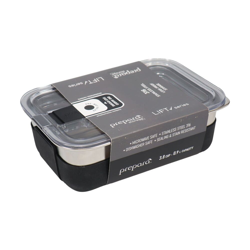 2PK Prepara Lift Stainless Steel Container 0.9 L Kitchenware Triton - Black