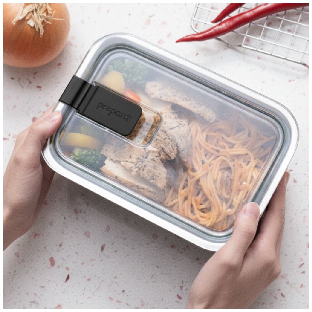 2PK Prepara Lift Stainless Steel Container 0.9 L Kitchenware Triton - Black