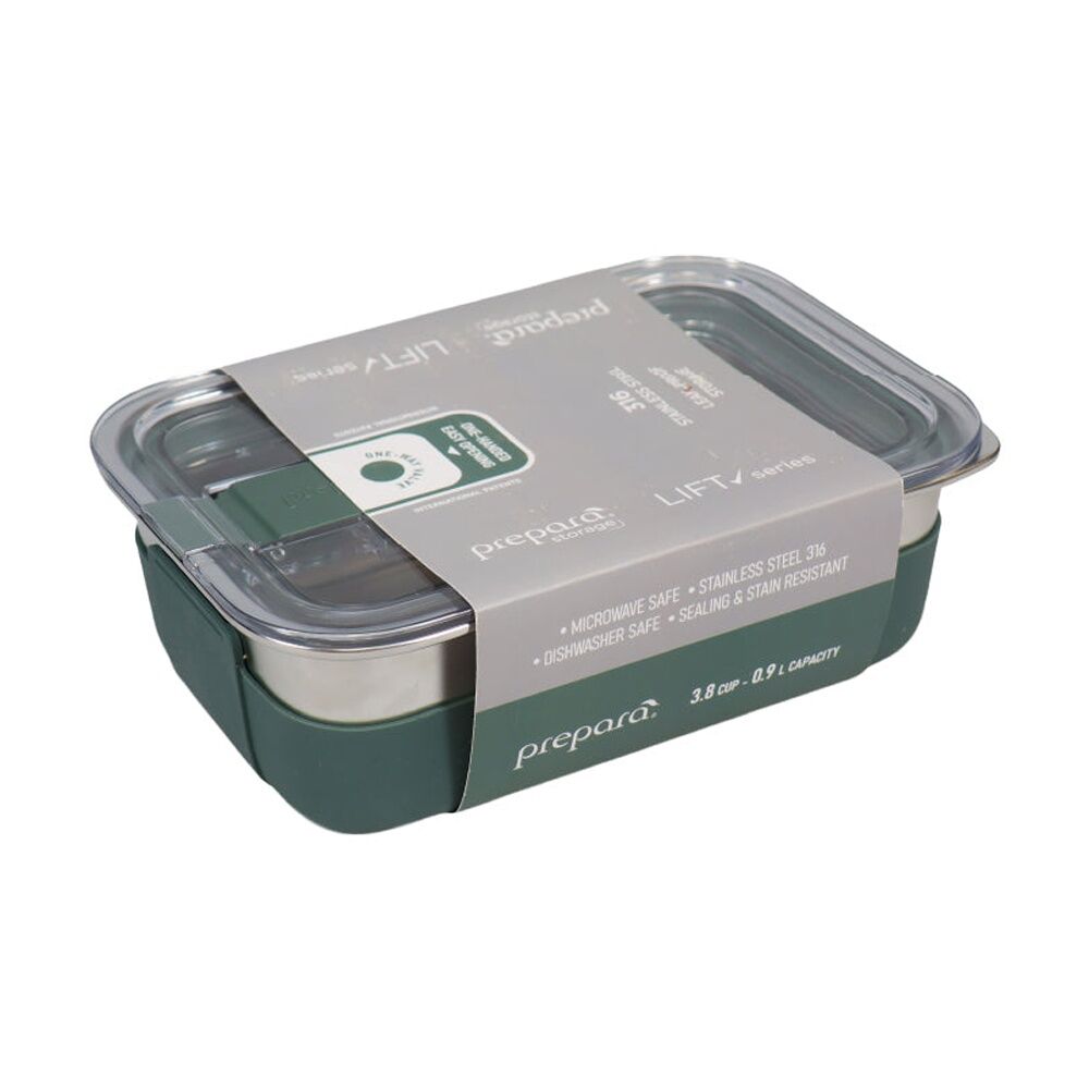 2PK Prepara Lift Stainless Steel Container 0.9 L Kitchenware Triton - Olive