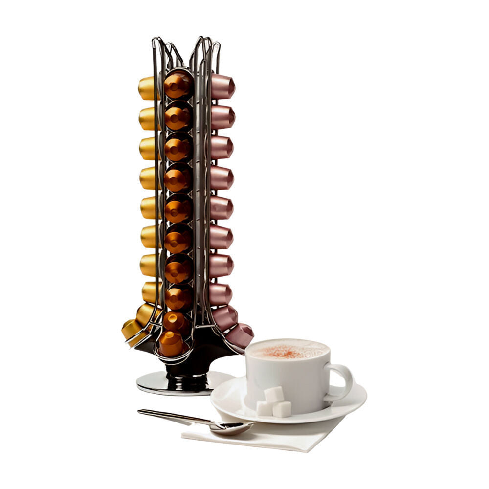 Prepara 50-Coffee Capsule Carousel For Nespresso Pods 38x16.5cm Limousine Black