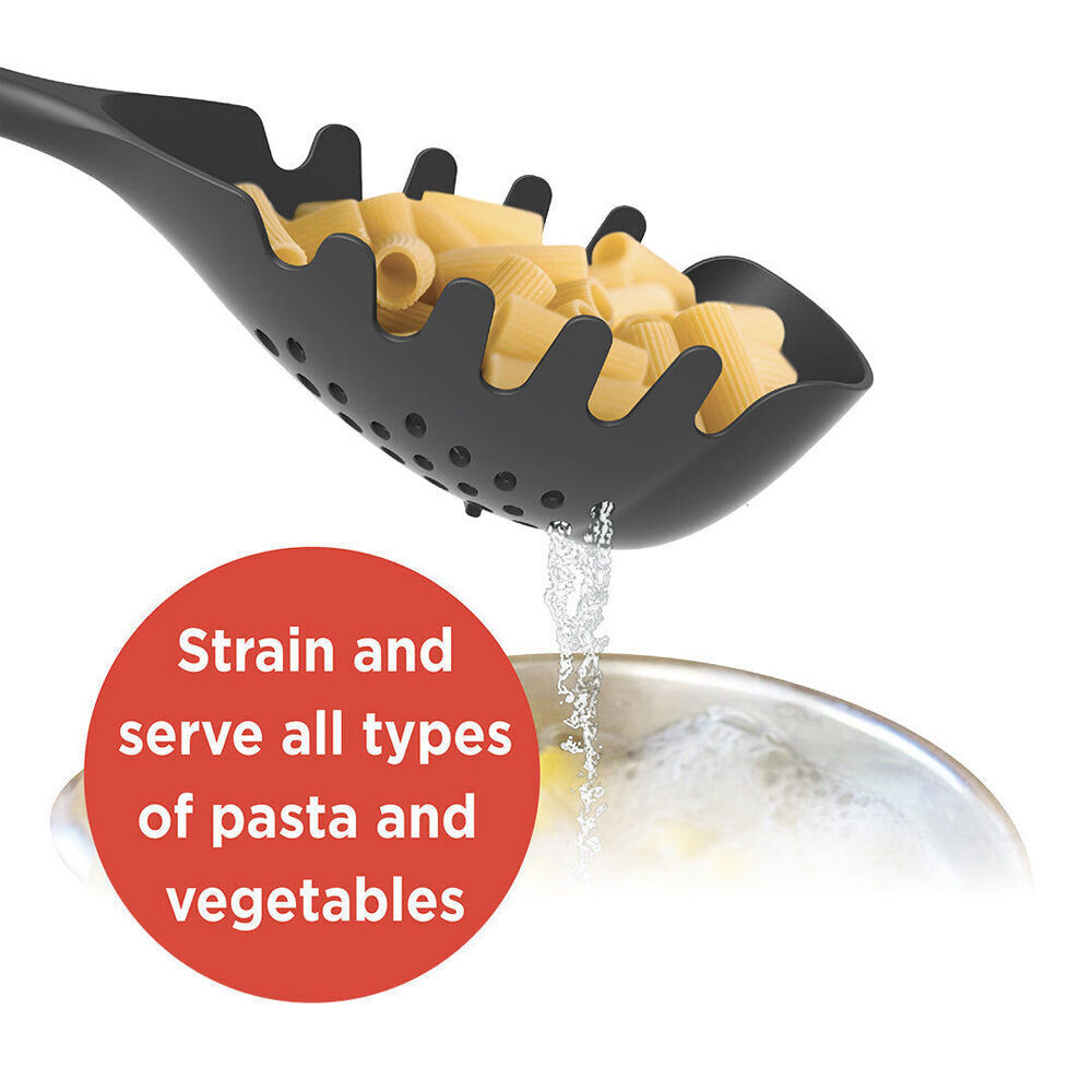2PK Prepara Pasta Max Sauce Ladle Kitchen Server & Strainer 35.5cm Black