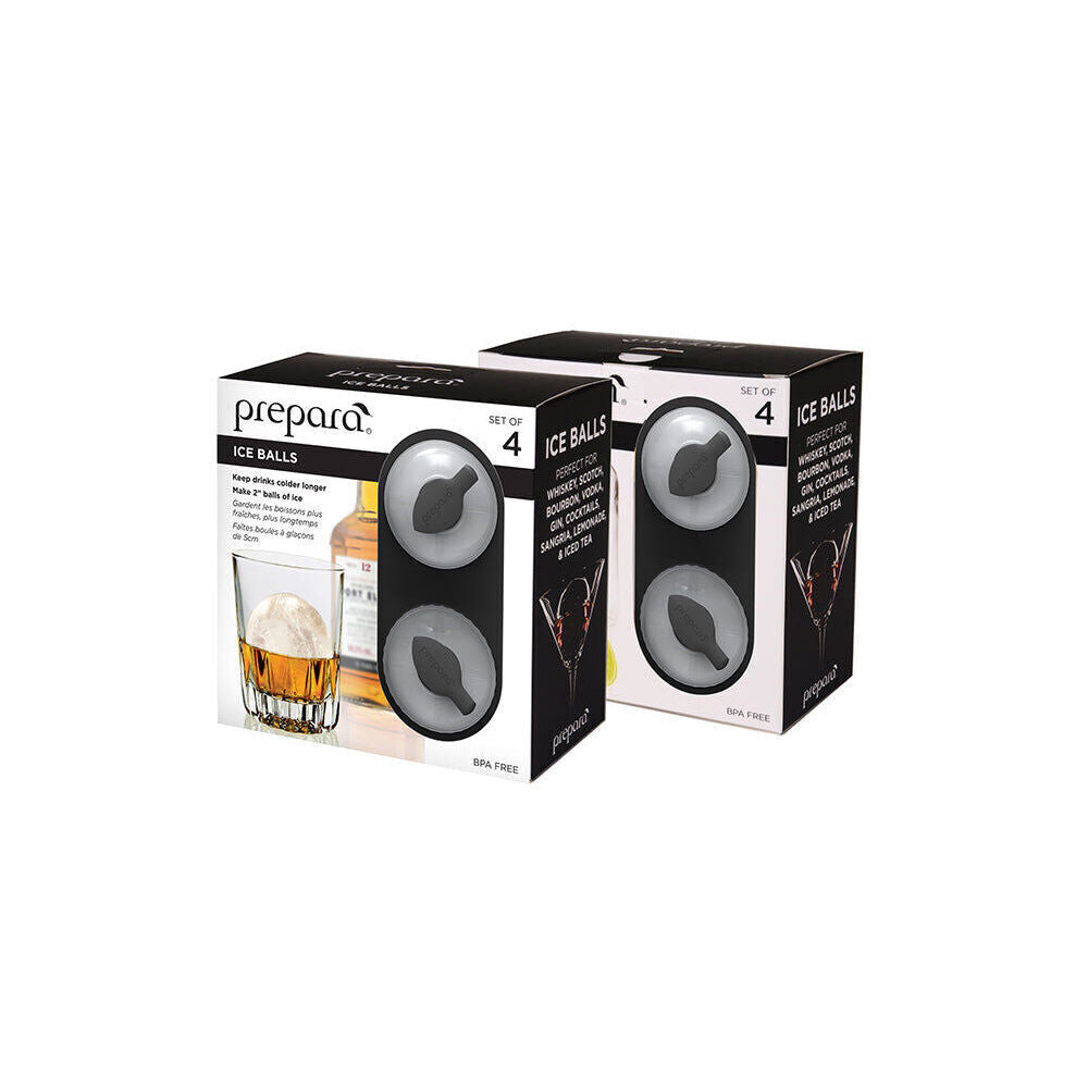 4x 4pc Prepara Jumbo Slow-Melting Whiskey Drink Ice Ball Sphere Mould Large Black