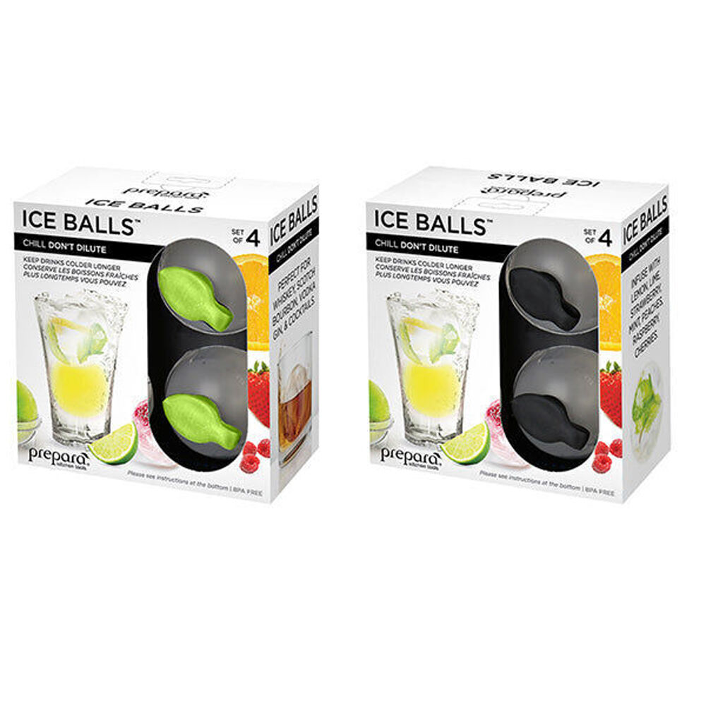 4pc Prepara Jumbo Slow-Melting Whiskey Drink Ice Ball Sphere Mould Assorted