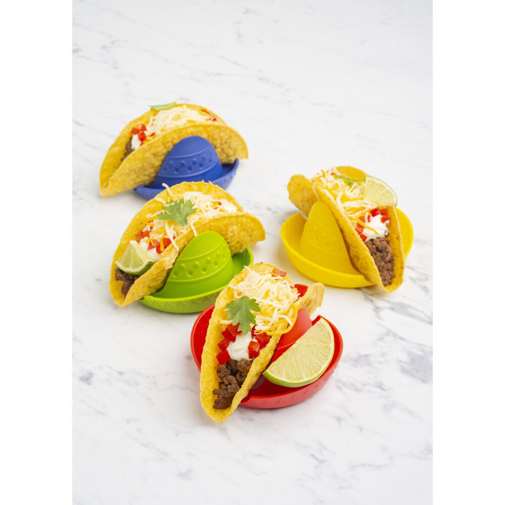 2x 4pc Prepara Single Sombrero Taco Holder Party Serving Tray Set 10cm